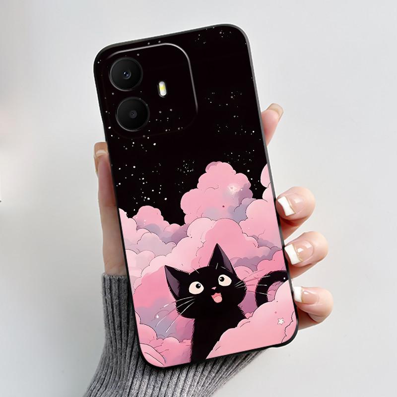 Чехол для TCL K70 Милое Сердечко Кролик Черный Мягкий Силиконовый Защитный Задний Чехол Для Телефона TCL K70 Power SE TCLK70 4G 5G