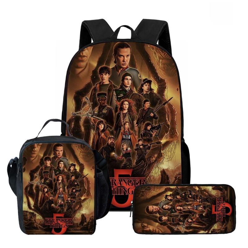 Kids Cartoon Printed Backpack Set Elementary School Bookbag Lunch Bag Pencil Case 3-Piece Bundle With Ergonomic Support
