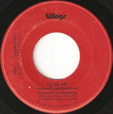 7-дюймовая пластинка WINGS (2) - Привет, Привет, Привет / C Moon 1857 Apple Records 1972 Канада Рок Б/у