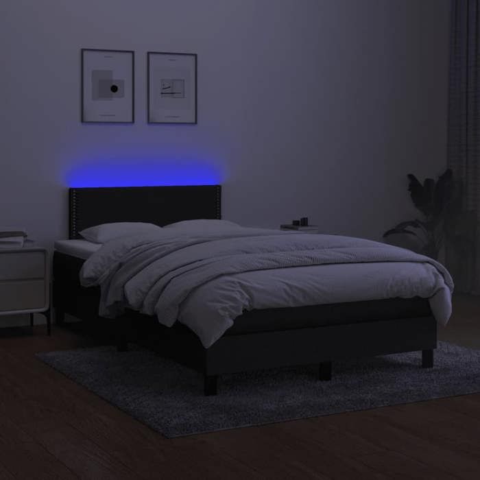 Maison Exclusive - Sommier à lattes de lit matelas et LED noir 120x190 cm tissu