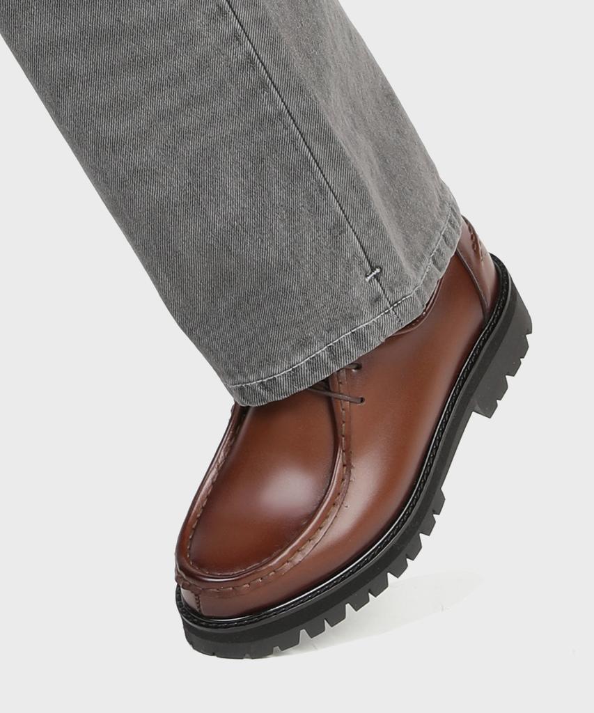 Firenze Atelier [Vibram] Casual Commando Sole Leather Mock Shoes 9008 [Wine Brown]