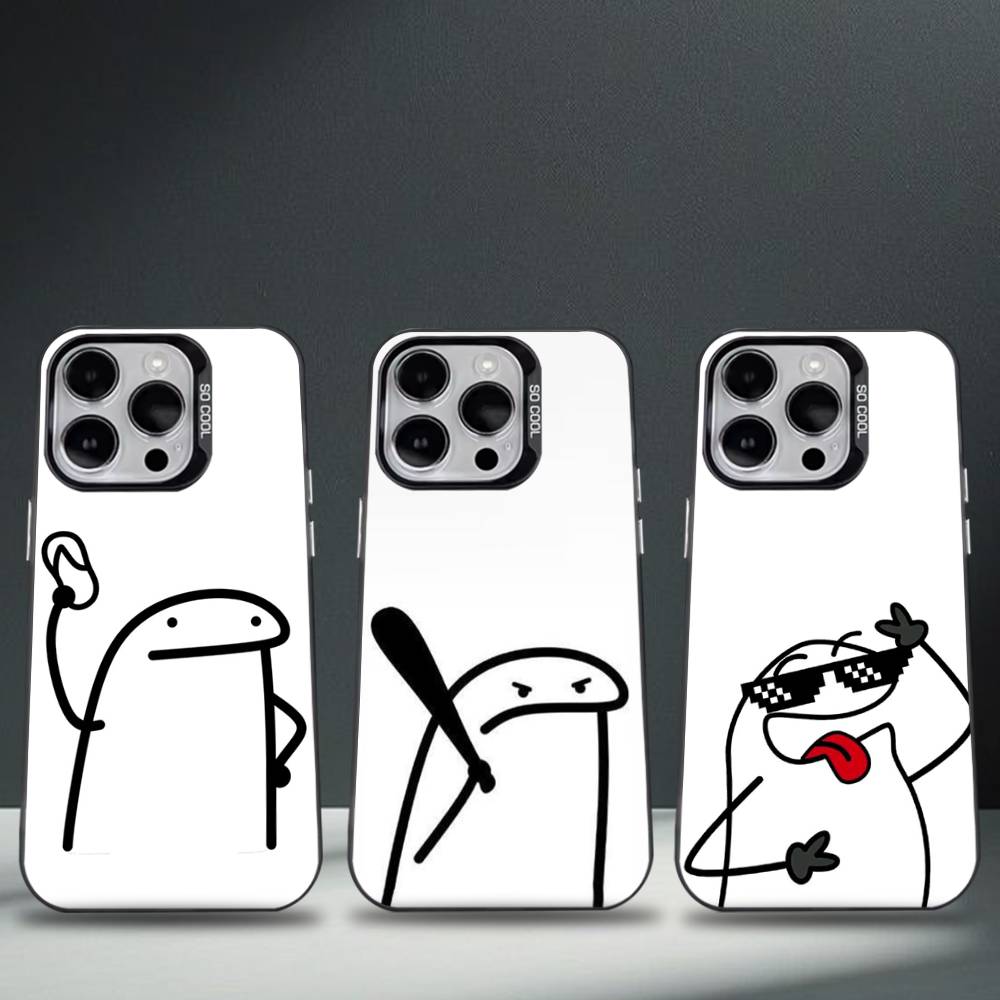 Celular Flork Cute For iPhone 17,16,15,14,13,12,11,Pro,Max,Plus,E,Air,Mini Anti Fall Black Matte Hard Bumper Phone Case