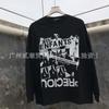 ERD Sad Rich Kid Graffiti Print Long Sleeve T-Shirt Loose Fit Streetwear Teens