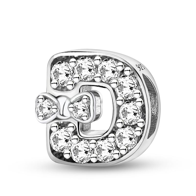Медные Шармы-Бусины Серии Писем с Узлом-Бабочкой и Цирконами, Подходят для Оригинального Браслета Пандора, Браслета-Бенгла, DIY Ювелирные Изделия для Женщин, Подарок
