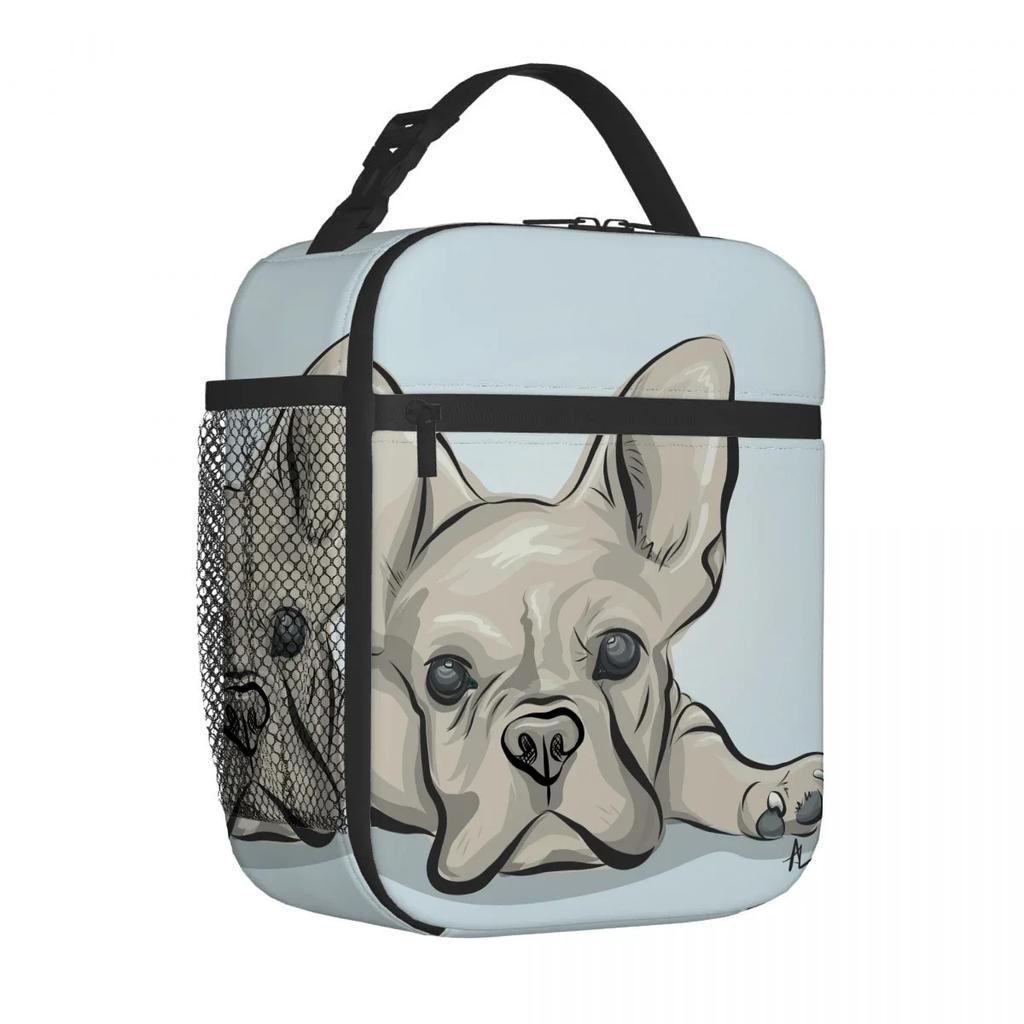Французский бульдог мультфильм сумка для ланча портативный алюминиевая фольга утолщенный изолированный сумка для ланча подарочный водонепроницаемый сумки для ланча