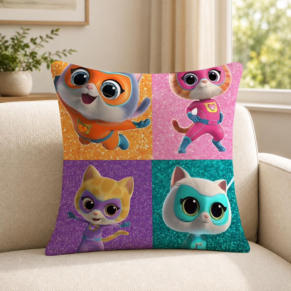 Cartoon SSuperKitties Cushion Cover Soft Short Plush SkinFriendly Cushion Case for MultiScene Use