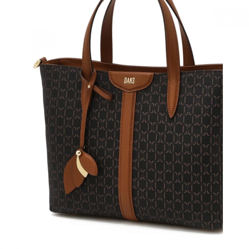 Daks Barnett Dd Pattern Leather Edging Modern Tote Bag Brown Dcba6f862w3