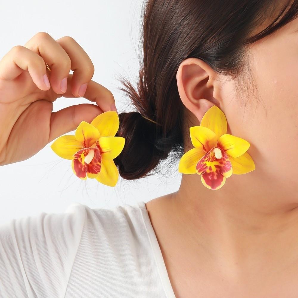 Butterfly Orchid Flower Stud Earrings Korean Style Bohemian Dangle Earring Wedding