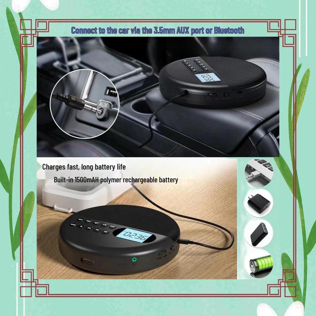 Bluetooth CD-плеер с двойными стереодинамиками, защитой от ударов и функцией повтора USB