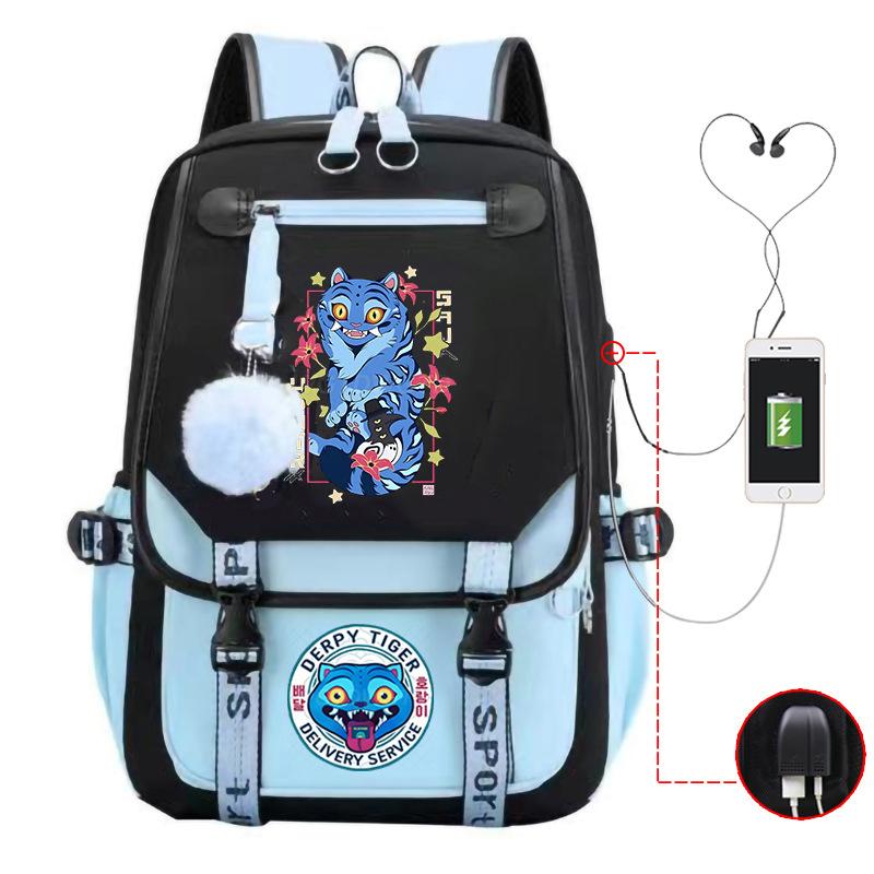 Мультфильм «Охотники на демонов» Модный детский рюкзак с принтом Легкий рюкзак для учеников начальной и средней школы Кампус Школьная сумка Нейтральный