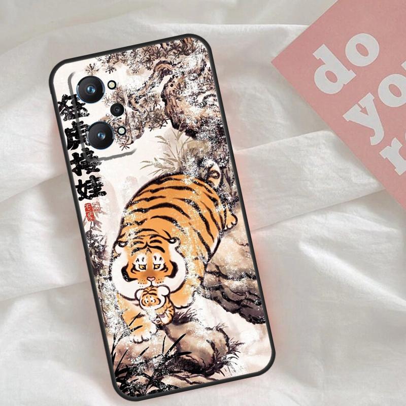 Мультяшный толстый тигр Чехол для Realme GT7 Pro GT6 C75 C65 C67 C61 C53 C55 C51 C35 C63 C71 15 11 12 13 14 Pro Plus