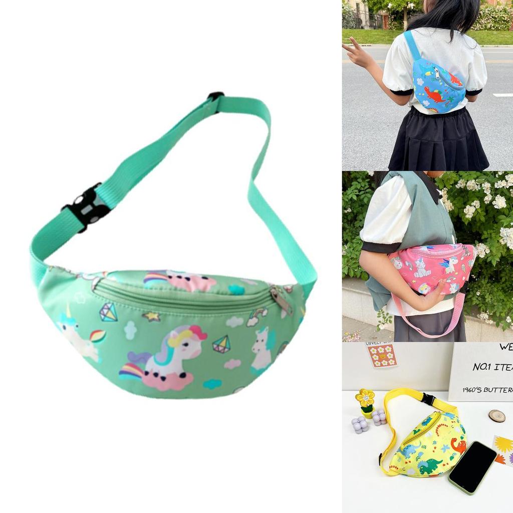 Милая детская поясная сумка с единорогом, мультяшная сумка через плечо с динозавром, нейлоновый материал, легкая и защищенная от краж