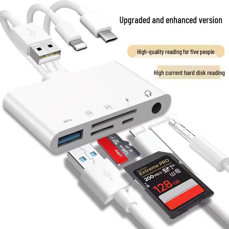 Универсальный адаптер-кардридер Apple/TYPEC/USB TF и SD