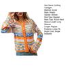 Women Knitting Cardigan Round Neck Flared Long Sleeve Single Breasted Sweater Coat Autumn Winter Rainbow