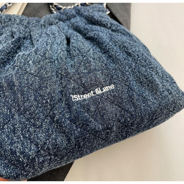 Сумка-ведро женская летняя 2024 года, популярная новая сумка-мессенджер через плечо с цепочкой, сумка-ведро из денима Ruiying, сумка под мышкой