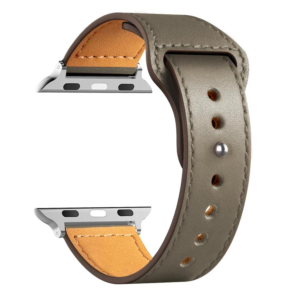 Кожаный ремешок для Apple watch band Ultra 49 мм 44 мм 40 мм 38 мм/42 мм спортивный браслет iWatch series 9 8 7 3 4 5 6 se 41 мм/45 мм