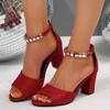 Women's Fashion Casual Sandals Summer New Square Root Metal Outdoor Plus Size Comfortable Women's Sandals