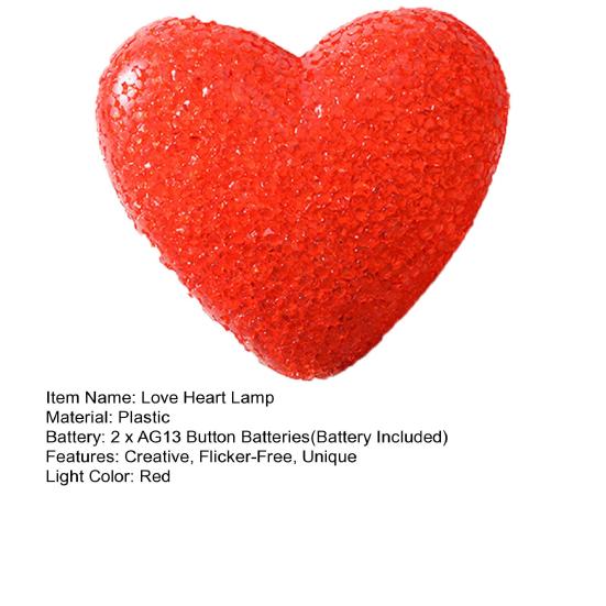 Лампа в форме сердца любви, мерцающая, креативная, на батарейках, без бликов, широкое применение, декоративное 3D сердце любви