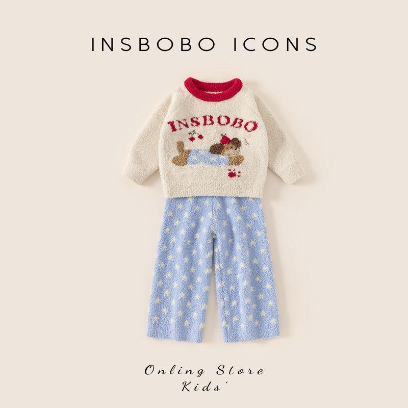 Insbobo Children's Homewear Set 2026 Early Spring New Warm Children's Set for Girls Baby Spring and Autumn Outfit