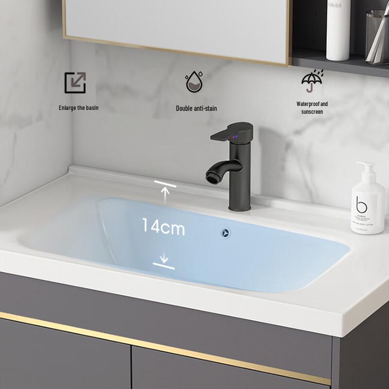 Modern Ceramic Integrated Basin Bathroom Vanity Cabinet