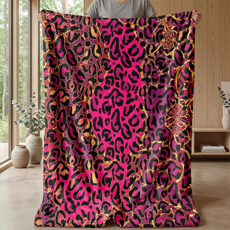 Leopard Print Fashion Pattern Theme blanket Lightweight Warm Flannel Blanket Decorative Throw Blanket for Home Decoration