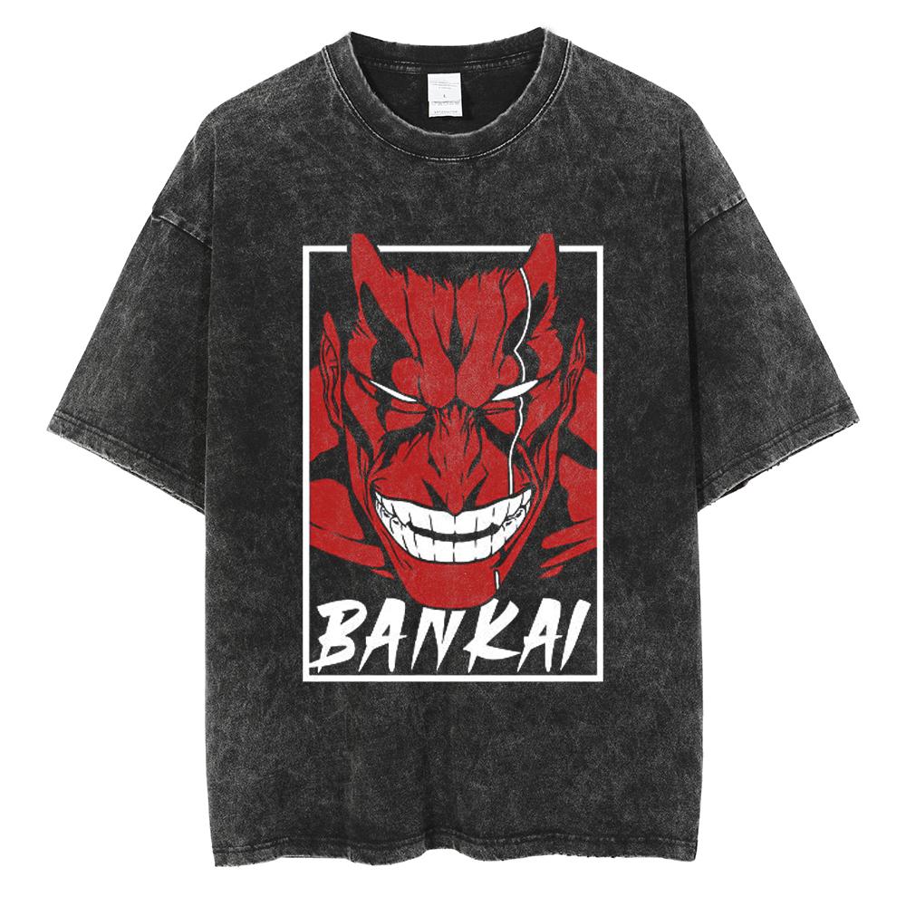 Футболка с принтом японского аниме Bleach Zaraki Kenpachi Graphic T Shirt Men Women Manga T Shirts Harajuku Male Oversize Washed Cotton T Shirt