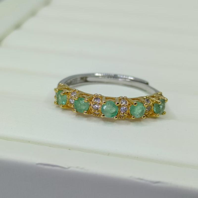 Sace Gems Кольца из стерлингового серебра 925 пробы 3 мм с натуральным изумрудом для женщин, для помолвки, для коктейльной вечеринки, ювелирные изделия