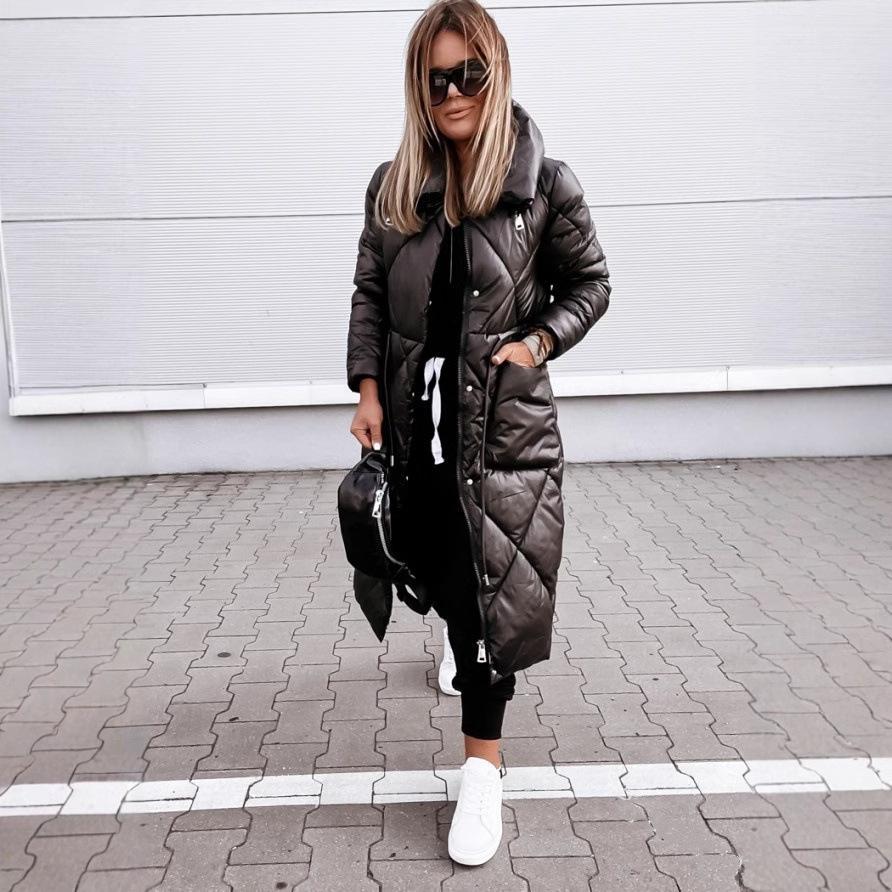 2025 Европейско-американский глянцевый хлопковый топ с длинными рукавами и лацканами для женщин