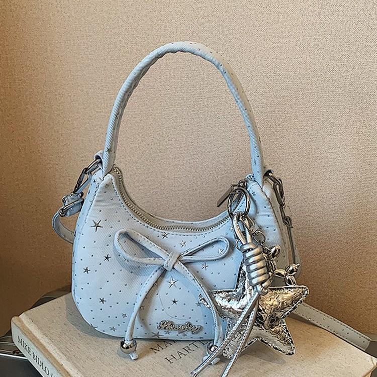 IELGY Ladies Sweet Bow Messenger Bag Simple Shoulder Armpit Bag