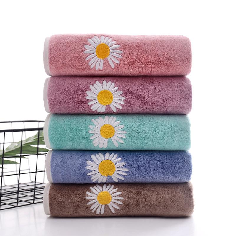 1/5 шт. модное стильное домашнее полотенце с маленькой ромашкой и вышивкой, утолщенное и впитывающее полотенце для взрослых, мужчин и женщин, утолщенное и мягкое для лица