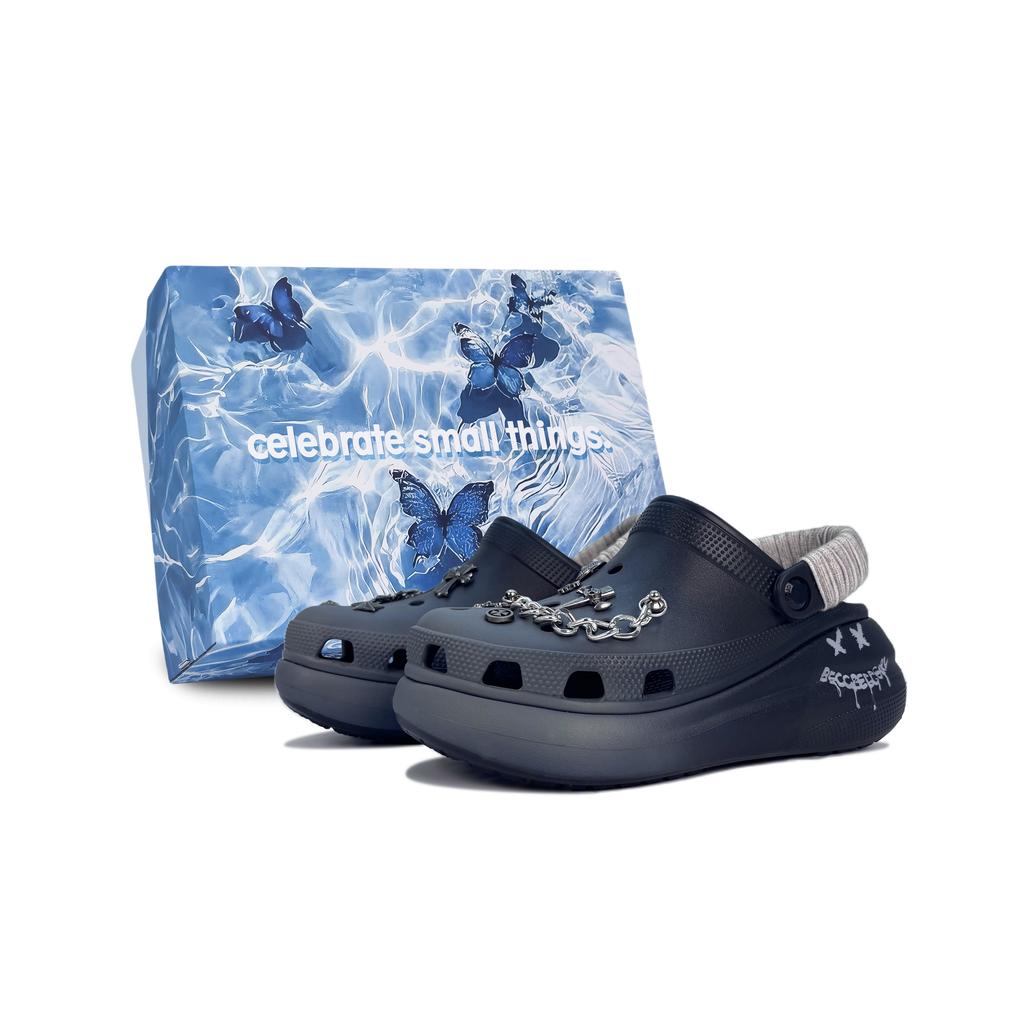 Crocs EVA Classic Crush Готические песнопения Подарочная коробка Готический тренд Уличные граффити Панк мода Дырявые туфли Унисекс Черный