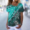 Christmas Theme 3d Print T Shirts For Women Short Sleeve Tees Summer Fashion Ladies Y2k Clothing V-Neck Oversized Pullover Tee