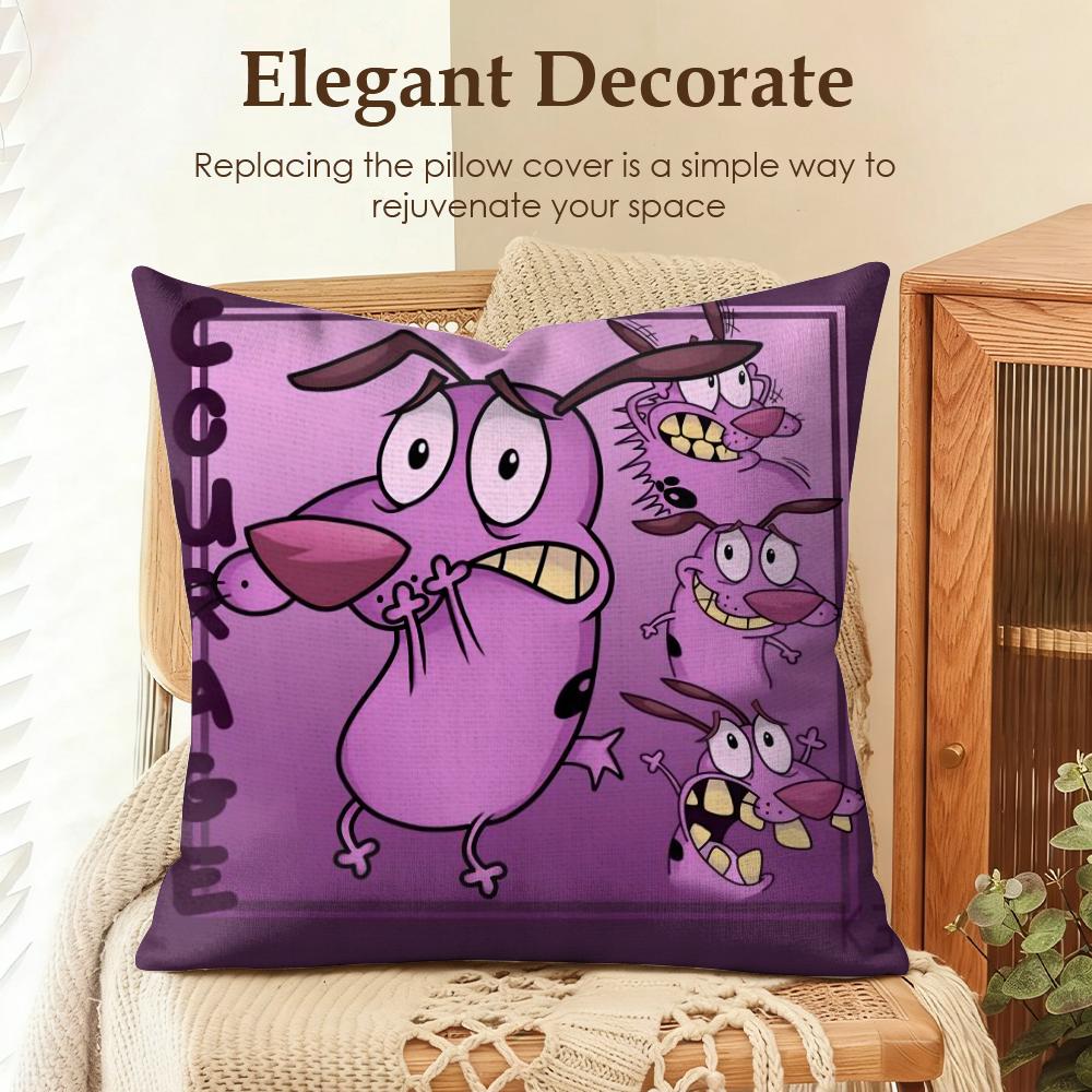 CCourage CCowardly Dog Cushion Cover Natural Linen Organic Fabric DoubleSided Printing Sofa Home Decor Gift Pillow Case