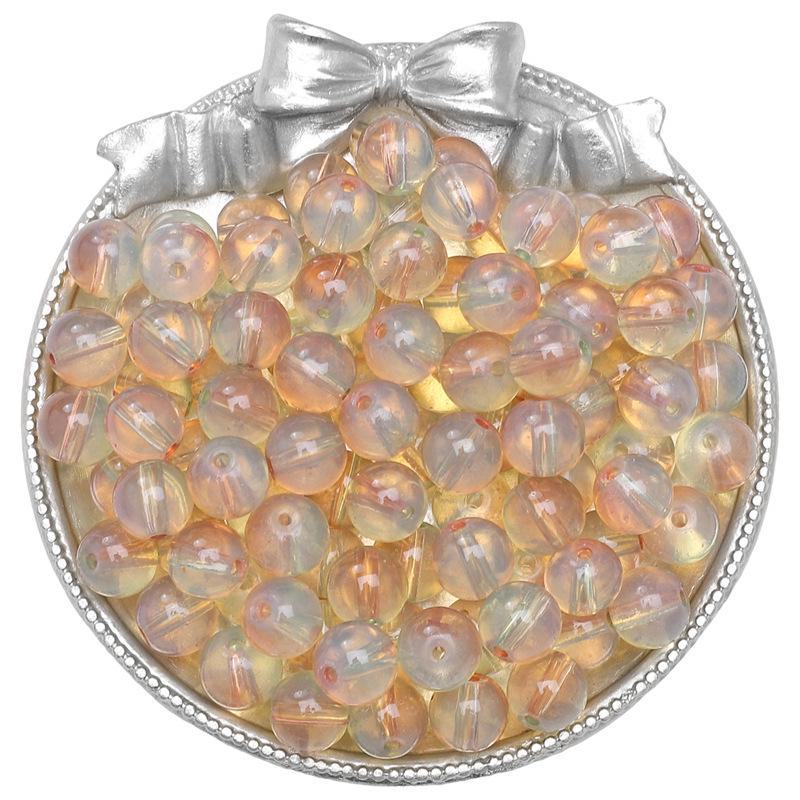 Комплект браслетов из бисера Summer Jelly Gold Glitter: Двойные стеклянные круглые бусины и полусахарные пузырчатые бусины