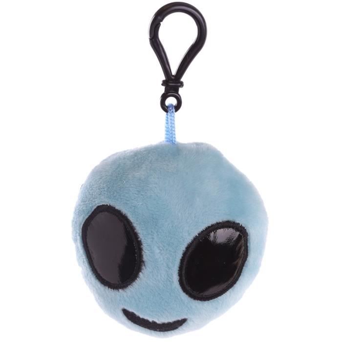 Porte-clés en peluche - Emoticone - Alien - 8 cm - Bleu - Mixte
