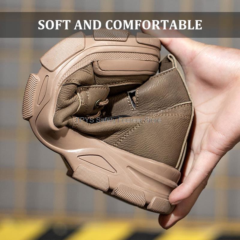 Ботинки мужские противоискровые со стальным носком и высоким верхом, рабочие защитные ботинки для мужчин, промышленная рабочая обувь, зимние ботинки из микрокожи