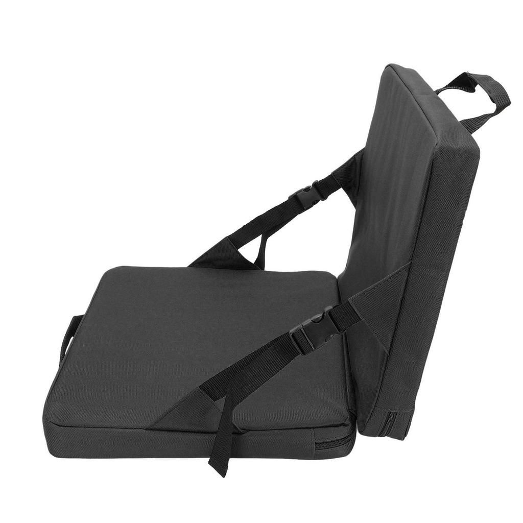 Folding Stadium Seat Cushion with Back Support Portable Handle Bleacher Cushion for Outdoor Black