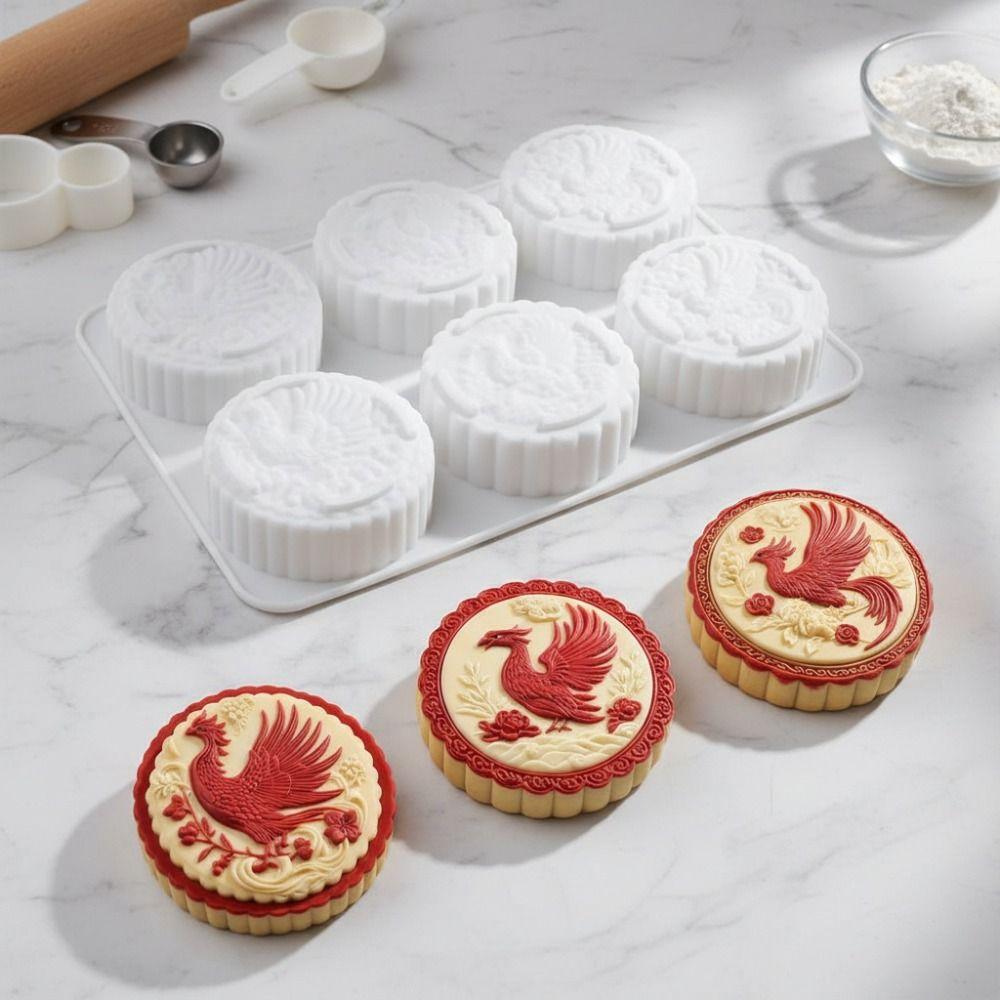 Silicone Auspicious Clouds Mooncake Mold 6 Cavities Mung Bean Cake Mold Soap Mold Kitchen