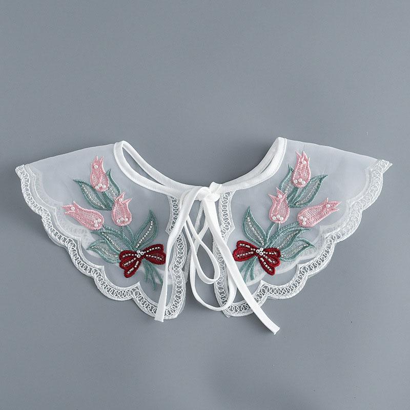 Fashion Scarf Fake Collar Shirt Women Detachable Collar Lace Neckline Women False Collar Tie White Faux Col Clothes Accessories