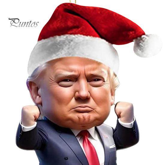 Рождественское украшение Трампа 2D акриловое зеркало заднего вида автомобиля подвеска мультфильм Трамп рождественская елка украшение для двери рюкзака