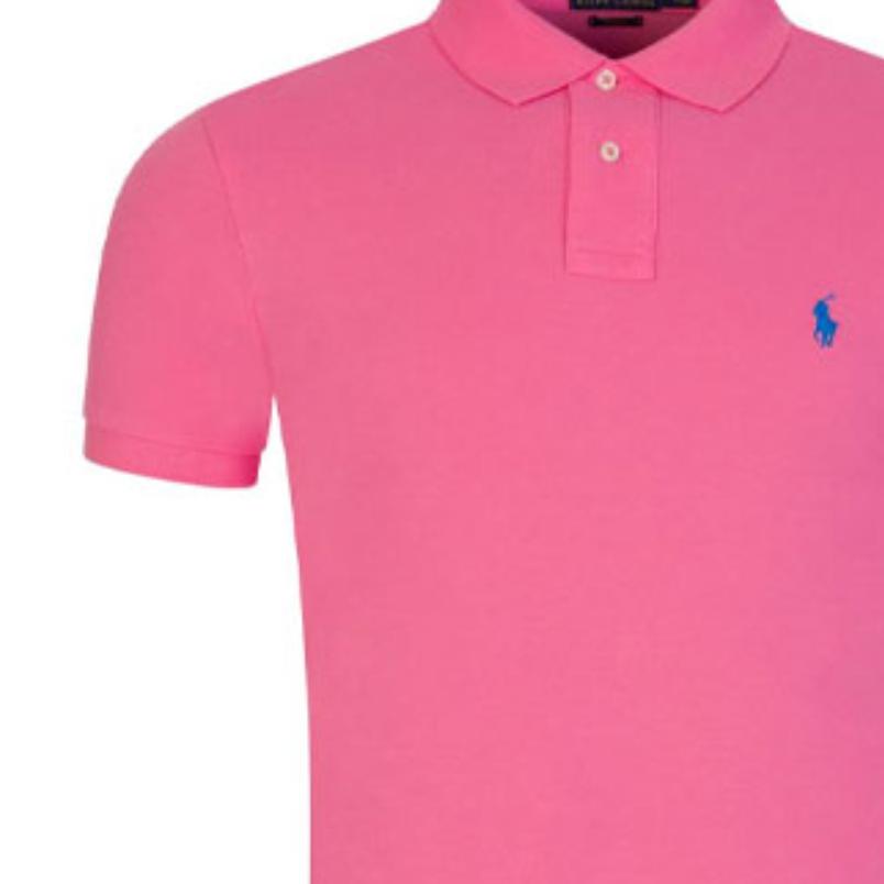 Polo Ralph Lauren Повседневная однотонная рубашка поло с коротким рукавом и вышитым логотипом для мужчин, розовая 710536856-245