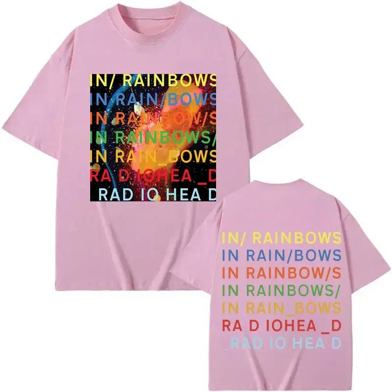 Футболка с мерчем группы Radiohead из альбома In Rainbows Мужская Женская Одежда Мода Y2k Футболки Летние Повседневные Свободные Хлопковые Футболки
