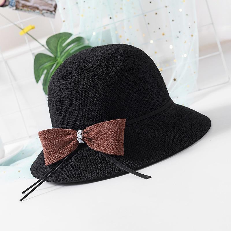 Women Sun Hats Woven Fisherman Hat Female Summer Travel Sunshade Sun Hat Breathable Bow Travel Beach