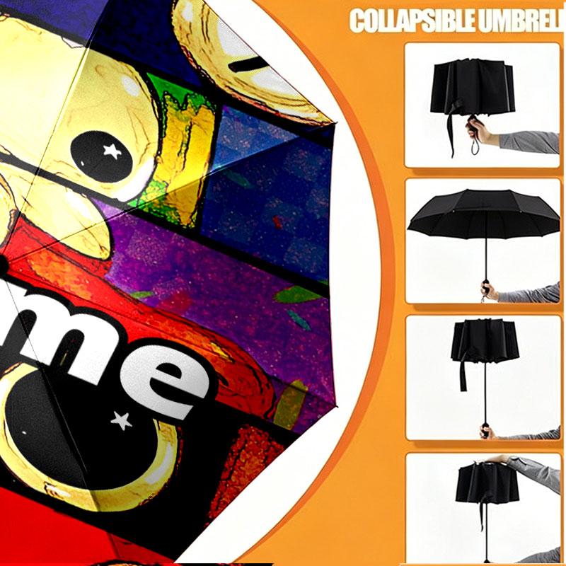 Custom Name Personalized Game Rainbow Friends Print Umbrella, Auto Open Close, 8‑Rib Sturdy Frame, Commute Camping Hiking Use, Birthday Gift