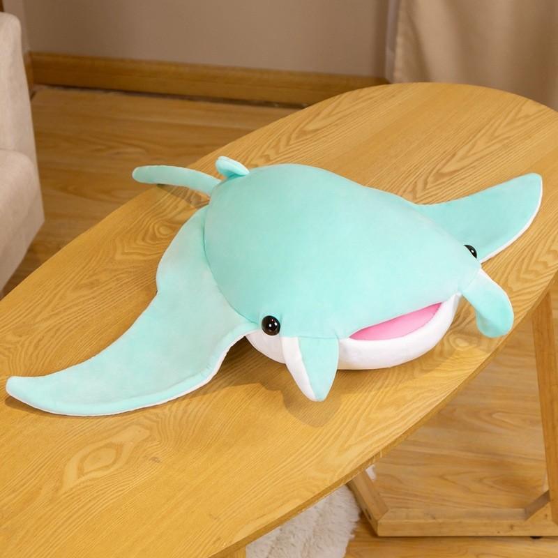 Adorable Blue Green Devil Ray Plush Toy Cartoon Batfish Doll For Kids Collectors