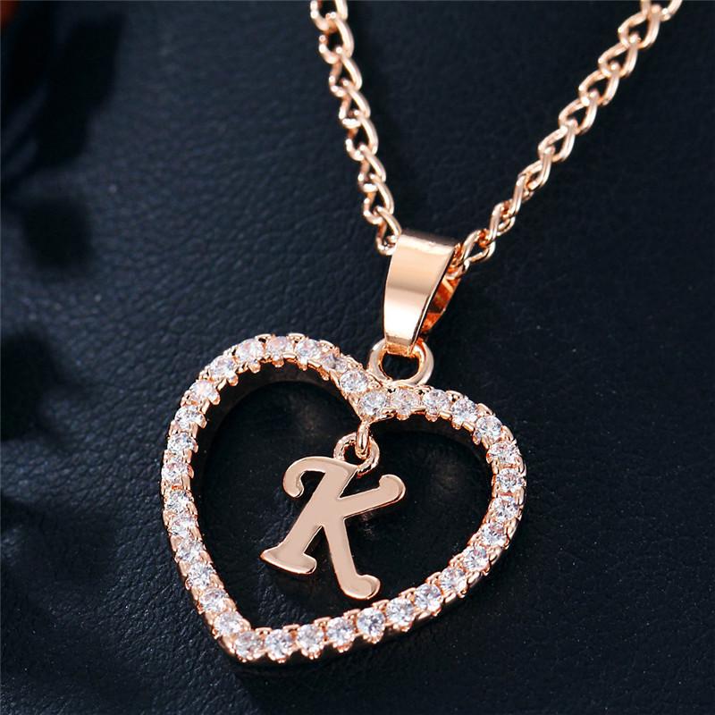 Charming Alphabet Elegant Pendant Initial Letter Simple Exquisite Love Heart Necklace Fashion DIY
