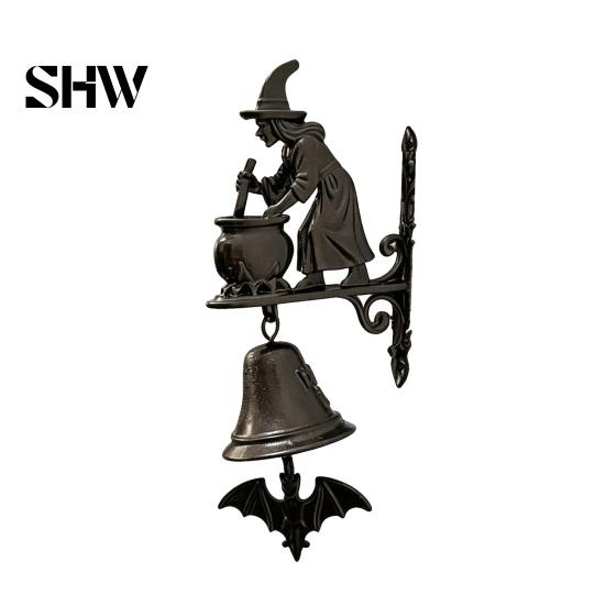 Bat Pendant Ornament Vintage Witch Doorbell, 3D Decorative Brewing Medicine Door Bell, Halloween Heavy Duty Metal Bell Gothic Wind Chime with