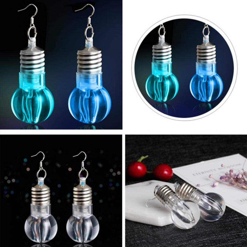 Silver Plated LED Bulb Lighting Hook Earrings Party Pub Club Women Jewelry Decor