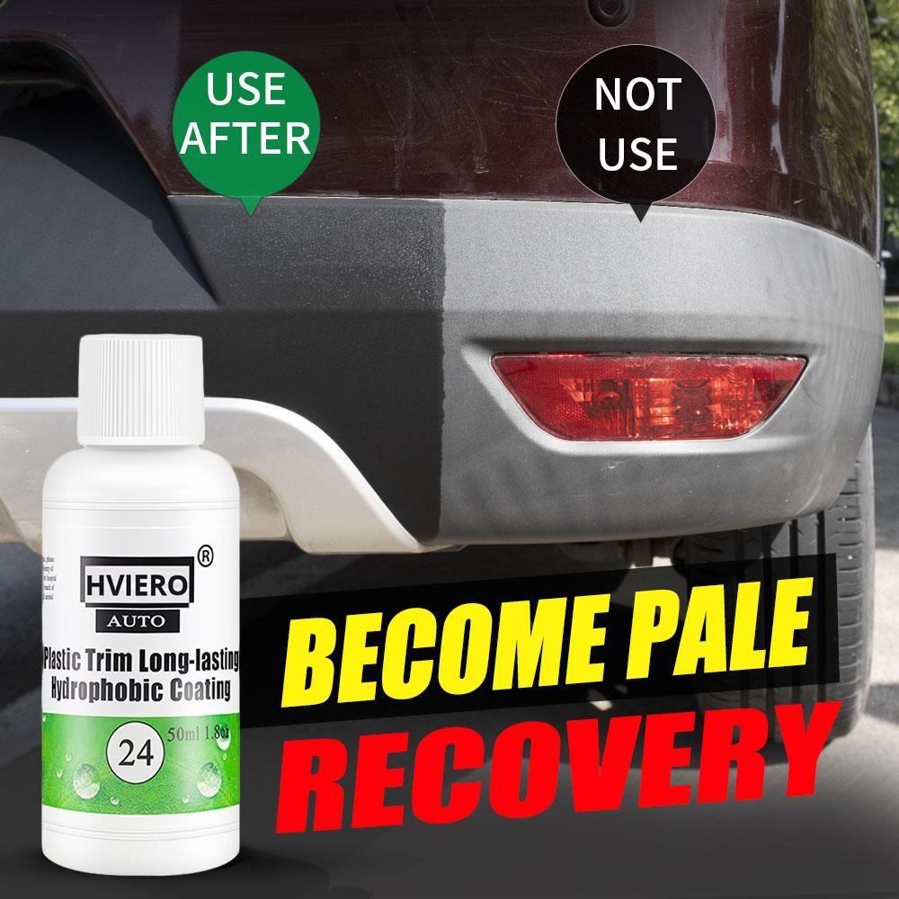 HVIERO-24 Plastic Trim Coating Long-Lasting Hydrophobic Car Exterior Plastic Restorer Aging Plastics Turn Black Bright 20/50ml