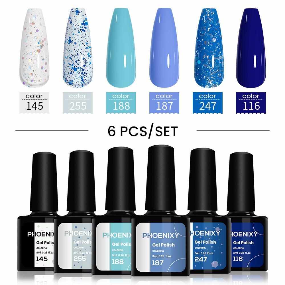 PHOENIXY 6/10/12/13/18/20 шт., набор цветных гель-лаков для ногтей, набор гелей для замачивания с чистым цветом для дизайна ногтей, стартовый набор для начинающих, сделай сам дома